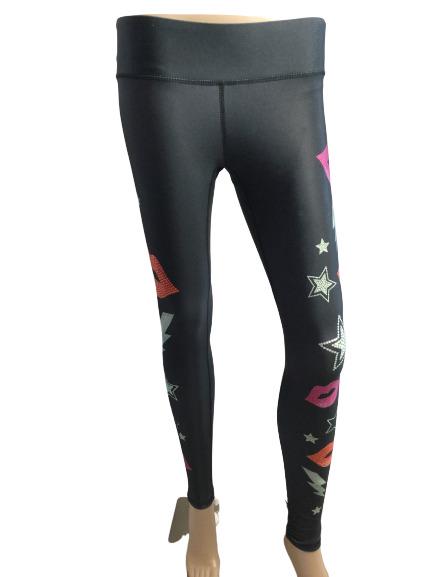 NEW TEREZ ROCKER KISS STAR SHINY BLACK LEGGINGS XS (1 of 5)