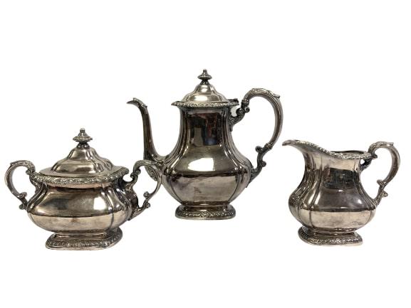 GORHAM SILVER 3 PC SET TEAPOT CREAMER SUGAR BOWL (1 of 5)
