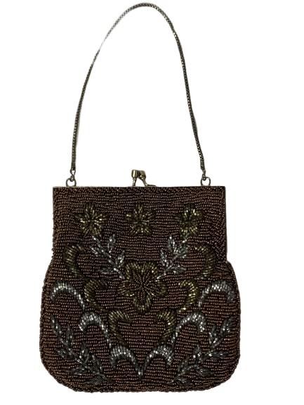 LA REGALE VINTAGE COPPER BEADED FRAMED EVENING BAG (1 of 4)