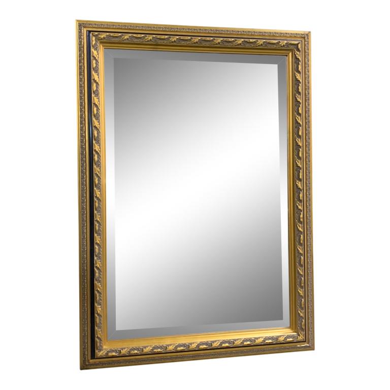 ANTIQUE 30" X 40" MIRROR GOLD/BLACK ORNATE TRIM (1 of 7)