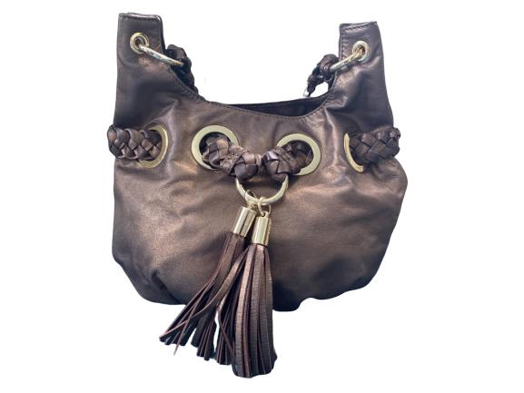 BROWN METALIC MICHAEL KORS LEATHER HANDBAG (1 of 4)