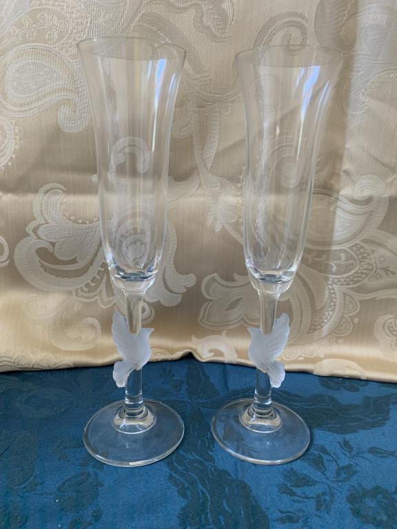 PAIR OF GORHAM CRYSTAL CHAMPAGNE FLUTES NIB (1 of 2)