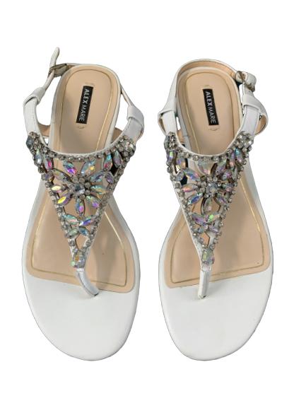 ALEX MARIE WHITE FLORAL RHINESTONE SANDALS: ALEX MARIE WHITE FLORAL RHINESTONE SANDALS Size 9