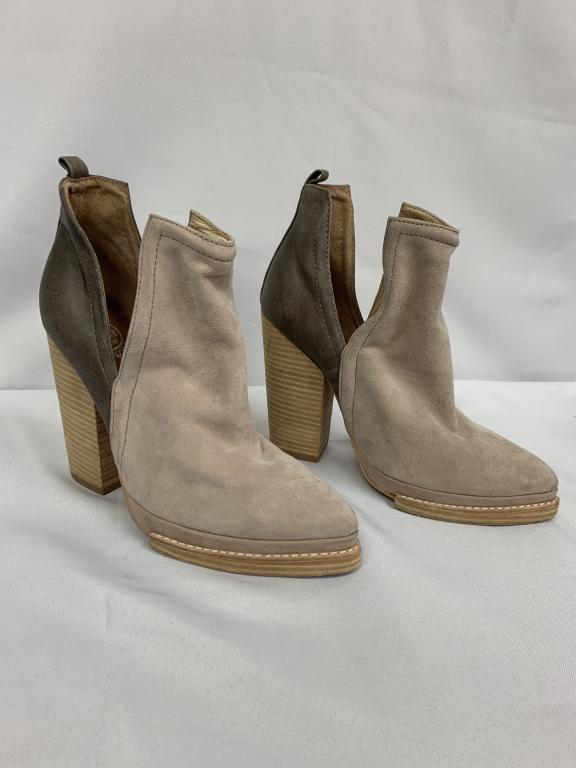 NEW IBIZA SUEDE LEATHER OPEN SIDE HEEL BOOTS SZ 10 (1 of 4)