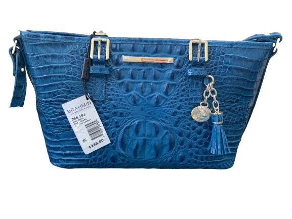 NEW!  BRAHMAM BLUE LEATHER HANDBAG (1 of 6)
