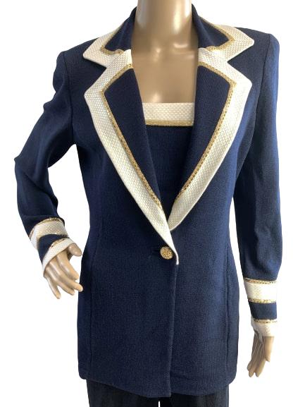 ST JOHN EVENING BLUE W/WHITE GOLD BANDING JACKET 6 (1 of 9)