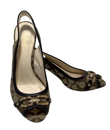 COACH LOGO & BUCKLE SLING BACK PEEK TOE HEELS 8.5 (1 of 7)