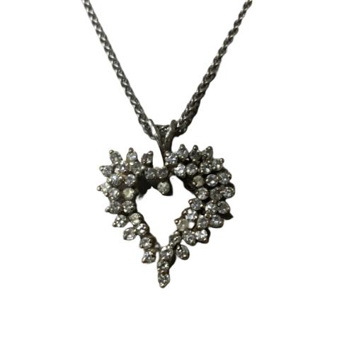 STERLING SILVER DIAMONDS HEART PENDANT NECKLACE (1 of 4)
