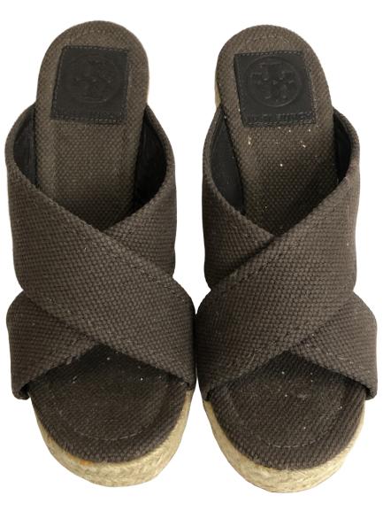 TORY BURCH BROWN WEDGE SANDALS SZ 7 (1 of 5)