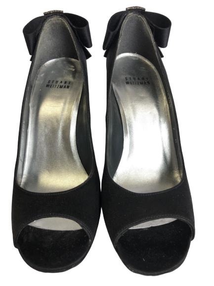 STUART WEITZMAN BLACK OPEN TOE PUMPS SZ 7 (1 of 3)