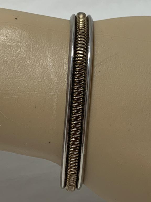 STERLING SILVER W/12K GF BRAID 2TONE CUFF BRACELET (1 of 6)