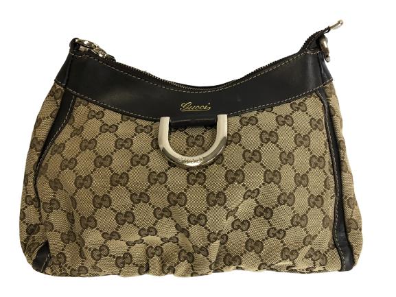 VINTAGE GUCCI SIGNATURE TAN AND BROWN HANDBAG (1 of 5)