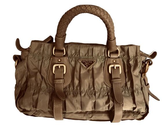 PRADA CHAMPAGNE COLORED CLOTH HANDBAG (1 of 6)