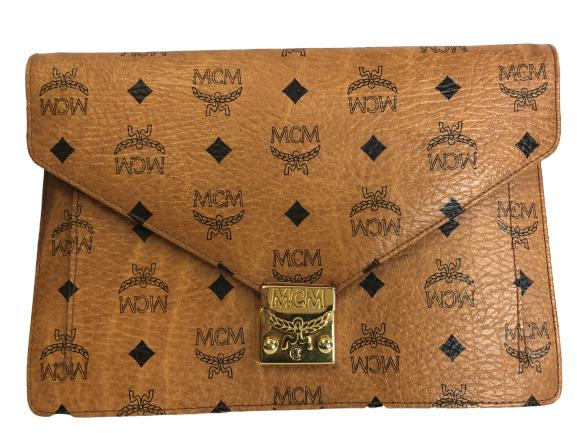MCM BROWN LEATHER ENVELOPE  HANDBAG (1 of 6)