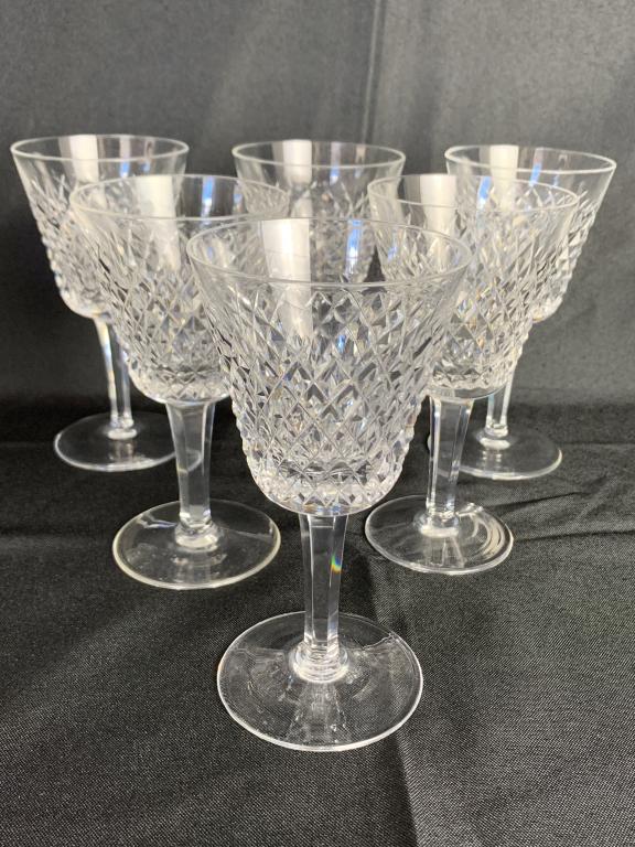 SET OF 6 WATERFORD WINE GLASSES 5 3/4": SET OF 6 WATERFORD WINE GLASSES -5 3/4"-Very good condition