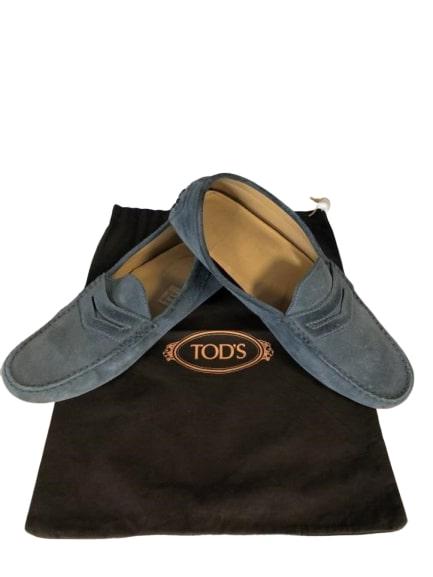TOD'S BLUE SUEDE LEATHER PENNY LOAFERS SHOES MEN 9: TOD'S BLUE SUEDE LEATHER PENNY LOAFERS SHOES MEN 9- US SIZE 9 MENS - Good condition as shown in pictures