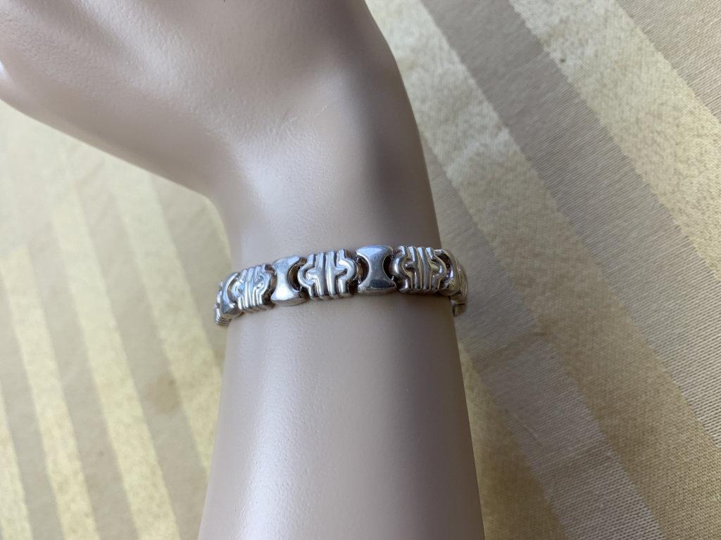 VINTAGE STERLING FLORAL LINK BRACELET (1 of 3)