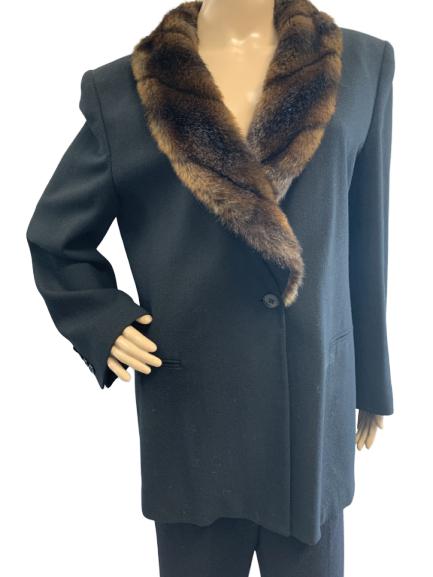 VTG RALPH LAUREN BLACK & FAUX FUR JACKET SZ 12 (1 of 3)