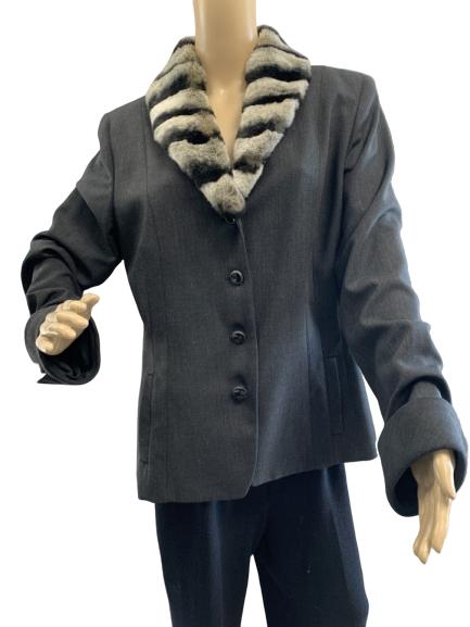 VTG DANA BUCHMAN BLACK JACKET WITH FAUX FUR (1 of 4)