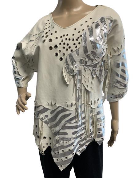 VTG DOMALLO BY BILLY LEATHER & KNIT SWEATER (1 of 8)