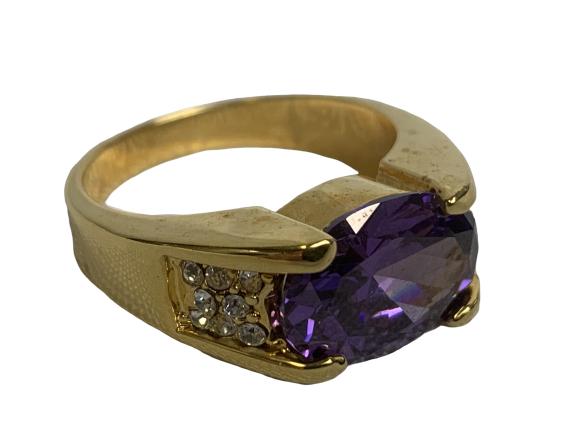 10K GOLD AND PURPLE STONE RING  SZ 10 1/2 (1 of 4)
