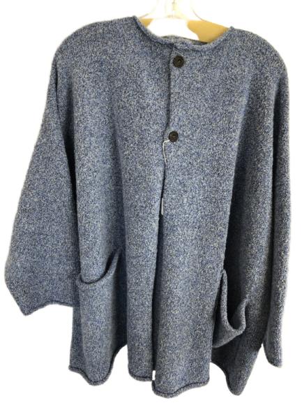 ESKANDER BLUE AND CREAM BUTTON DOWN SWEATER SZ L/XL: ESKANDER BLUE AND CREAM BUTTON DOWN SWEATER -Very good condition