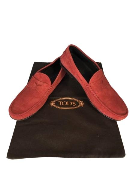 TOD'S RED SUEDE LEATHER PENNY LOAFERS MENS US 9: TOD'S RED SUEDE LEATHER PENNY LOAFERS MENS US 9 - MENS SIZE US 9 - Good condition as shown in pictures