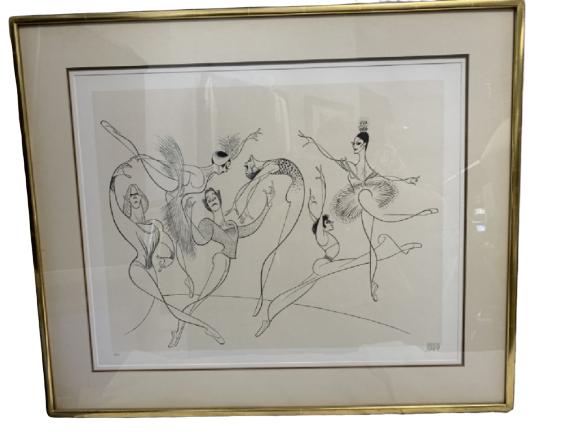 AL HIRSCHFELD ARTIST PROOF DANCING WOMEN 8/200: Hirschfeld, Al (American 1903-2003) Artist proof etching 22 3/4" x 18" Pencil signed lower right Numbered 8/200