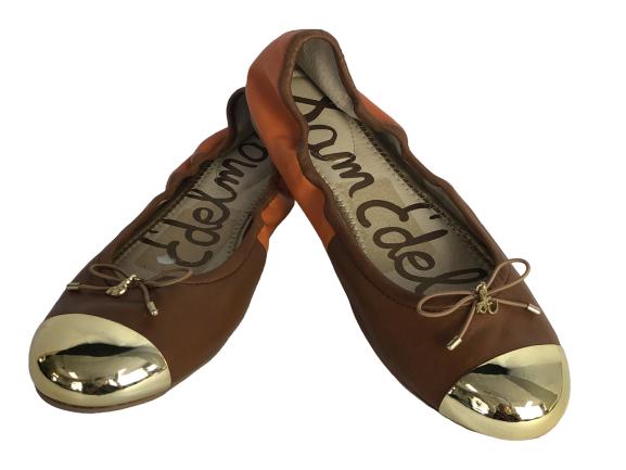 NEW! SAM EDELMAN BROWN FLATS WITH GOLD TOE SZ 10: NEW! SAM EDELMAN BROWN FLATS WITH GOLD TOE -SZ 10 -New condition
