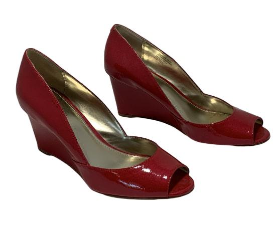 ALFANI RED RETRO PEEK TOE WEDGE HEEL EVE SHOES 7.5: ALFANI RED RETRO PEEK TOE WEDGE HEEL EVE SHOES 7.5 - Excellent condition - Size 7.5 US sizing