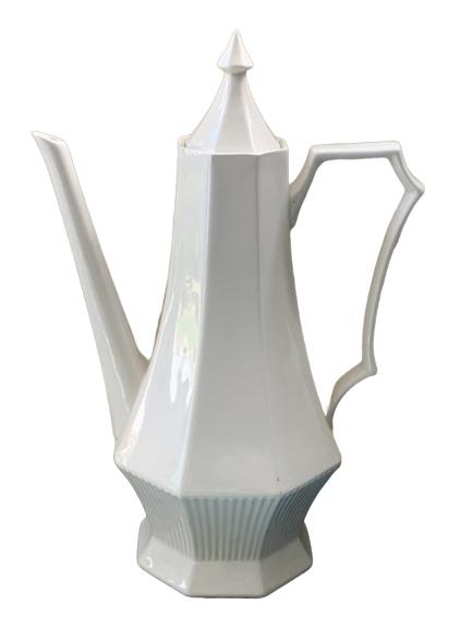 NIKKO JAPAN "CLASSIC" OCTAGON SHAPE TEAPOT W/LID: NIKKO JAPAN "CLASSIC" ORNATE SHAPE TEAPOT W/LID - 13" tall x 4.5" diameter - Good condition with some mild age crazing and gentle use.