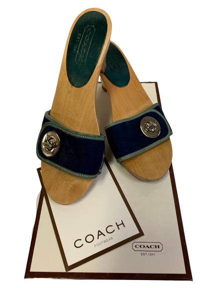 LADIES COACH BLUE MULES SIZE 5: LADIES COACH BLUE MULES - size 5 - good condition