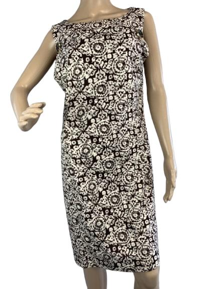 MICHAEL KORS BROWN AND WHITE PATTERNED DRESS SZ 12: Michael Kors Brown/WhIte Shift Size 12 Excellent condition.