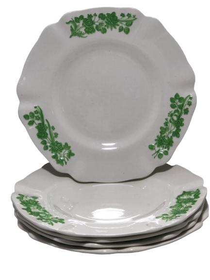 VINTAGE SET OF 5 COPELAND SPODE PLATES (SHAMROCK): VINTAGE SET OF 5 COPELAND SPODE PLATES (SHAMROCK) - 9"