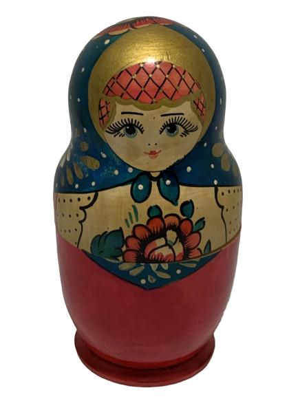 HAND PAINTED RUSSIAN NESTING DOLLS: HAND PAINTED RUSSIAN NESTING DOLLS 9 TOTAL - 9.56" H