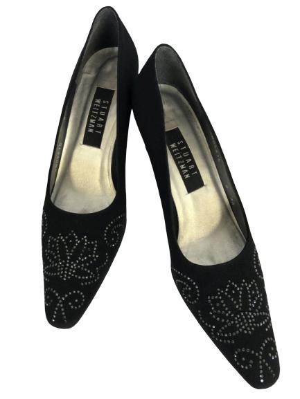 STUART WEITZMAN LADIES BLACK SEQUIN SHOES SIZE 8: STUART WEITZMAN LADIES BLACK SEQUIN SHOES SIZE 8 - very good condition