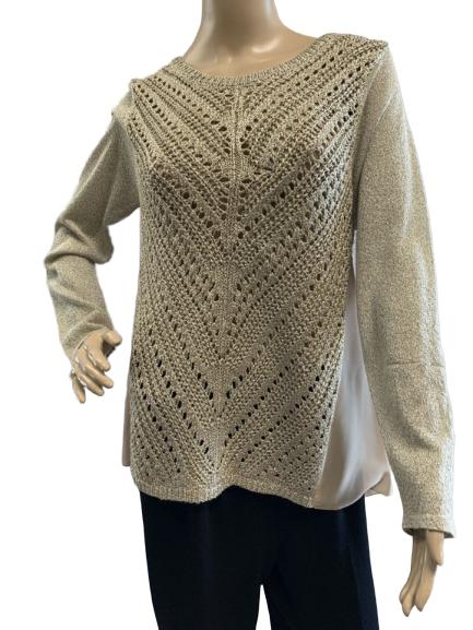 INC GLITTER GOLD CROCHET TOP NWT SIZE PL: INC GLITTER GOLD CROCHET TOP NEW WITH TAGS - SZ PETITE L - PRETTY MESH SIDES