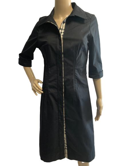 CLASSIC BURBERRY BLACK SHIRTDRESS SIZE SMALL: CLASSIC BURBERRY BLACK SHIRTDRESS SIZE SMALL - missing belt - very good condition