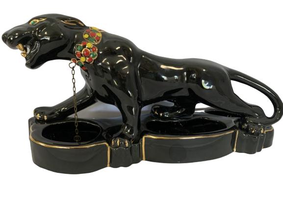 LARGE VERSACE STYLE CERAMIC BLACK PANTHER: LARGE VERSACE STYLE CERAMIC BLACK PANTHER - very good condition