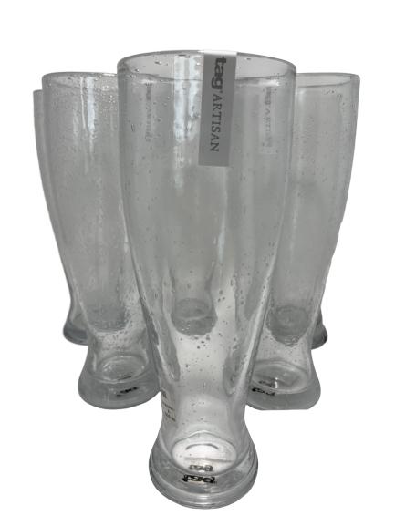 LOT OF 5 TAG ARTISAN PILSNER GLASSES: LOT OF 5 TAG ARTISAN PILSNER GLASSES