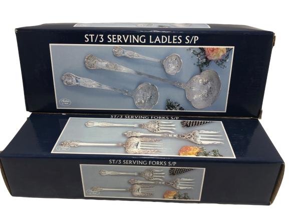 NEW! 2 SETS OF SILVERPLATE SERVING UTENSILS: NEW! 2 SETS OF SILVERPLATE SERVING UTENSILS
