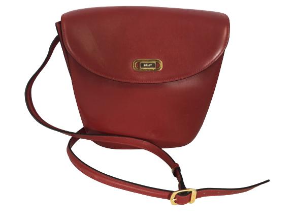 VINTAGE RED LEATHER BALLY CROSSOVER BAG: VINTAGE RED LEATHER BALLY CROSSOVER BAG -Excellent pre-owned condition 9" x 9.5" 19" drop