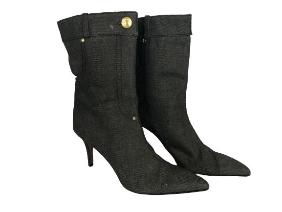 DENIM BLACK CHRISTIAN DIOR BOOTS SIZE 6: DENIM JEAN BLACK CHRISTIAN DIOR BOOTS -7" TO TOP OF BOOT -3" STILLETTO HEEL SIZE 6 GOOD VINTAGE CONDITION