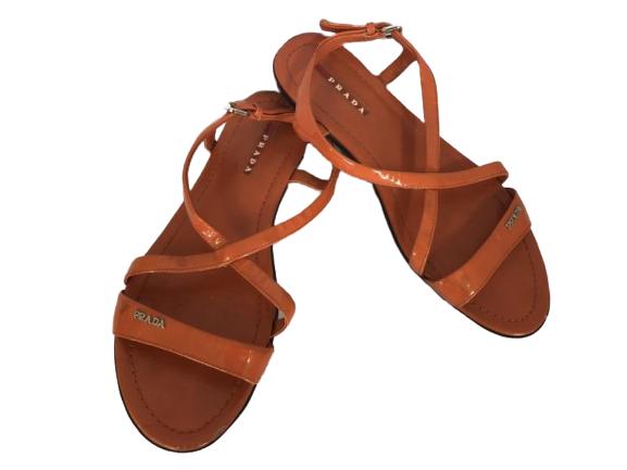 PRADA FLOURESCENT ORANGE SANDALS SIZE 38: PRADA FLOURESCENT SANDALS SIZE 38 -very good condition