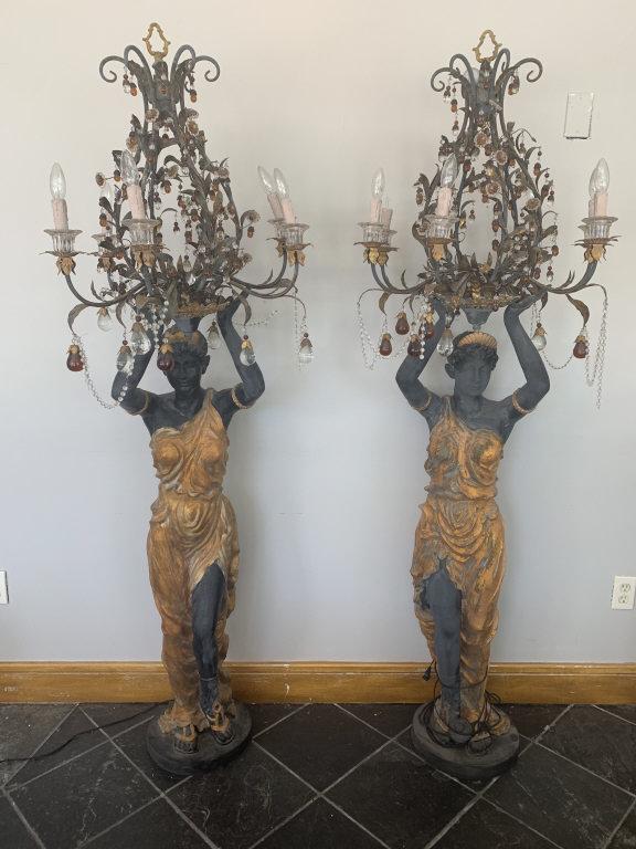 PAIR OF ORNATE VENETIAN FIGURAL CANDLELABRAS 6.5' (1 of 6)