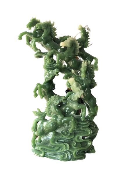 MONUMENTAL CARVED JADE LIKE HORSE SCULPTURE 24" X 16" (1 of 6)