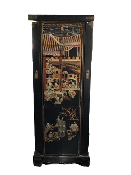 TALL ASIAN INSPIRED CHEST OF DRAWERS WITH MIRROR 52" (1 of 10)