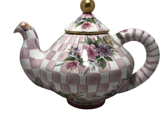MACKENZIE CHILDS VINTAGE ROSE PETAL TEAPOT 7" (1 of 7)