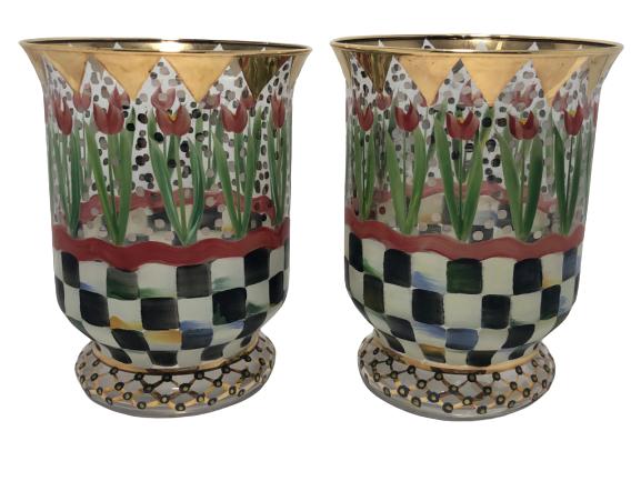 VTG PAIR MACKENZIE CHILDS CANDLE HOLDERS 15" X 4" (1 of 5)