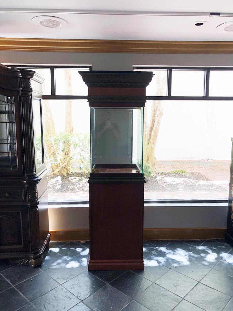 FANCY WOOD AND GLASS DISPLAY CASE WITH LOCK (1 of 9)